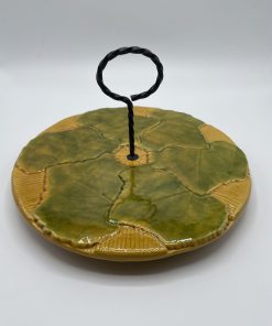 Serviteur ou plat  fromages VALLAURIS vert et jaune