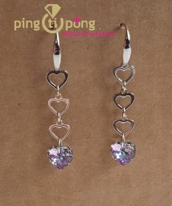Boucles d&rsquo;oreilles « COEURS » en argent rhodié et cristaux de luxe mauve de SPARK