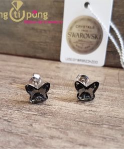 Boucles d&rsquo;oreilles Papillons anthracites en argent et cristaux de Sawrovski® de SPARK