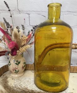 Bouteille vintage verre soufflé ambré apothicaire contenance 1,5L