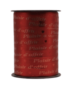 Bobine bolduc rouge « plaisir d&rsquo;offrir » 225m x 10mm