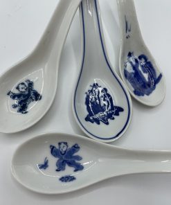 Lot de 4 cuillères à soupe chinoises bleues