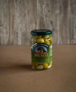 Olives vertes dénoyautées à l’ail (170g)