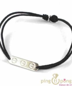Bracelet en argent et lacette noire de L&rsquo;AVARE