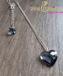 Collier Spark coeur en cristal de swarovski® bleu topaze et argent massif