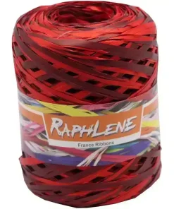 Pelote raffia rouge / bordeaux 200m x 12.5 mm