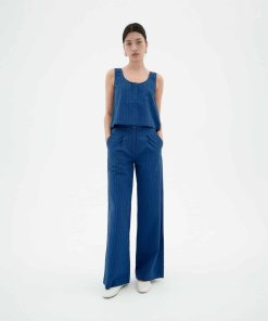 Pantalon Manolita Cobalt Seersucker