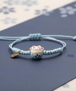 Bracelet Japonais Porte Bonheur Tressé Bleu