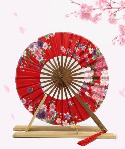 Éventail Japonais Rond Rouge