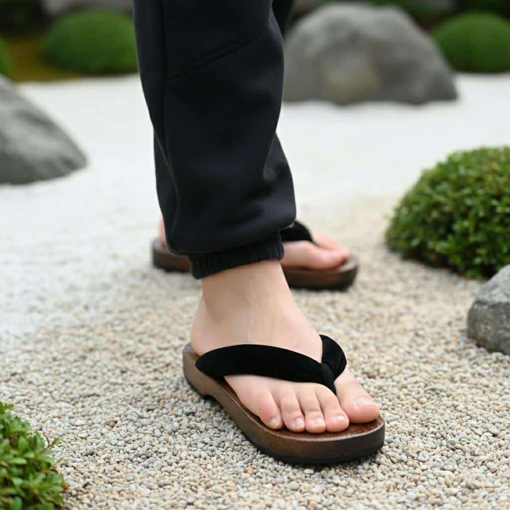 Zori japonaise noire uni – Image 7
